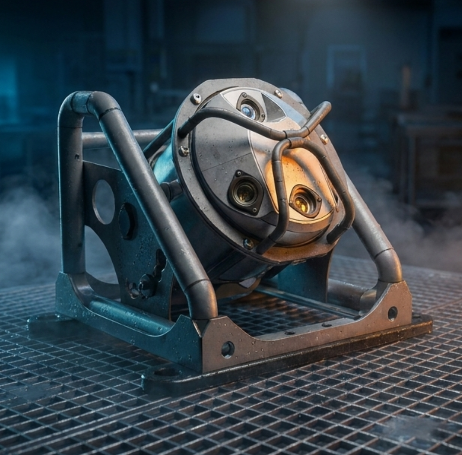 Detail of the Kraken lens face. Product rendering, not a finished unit.